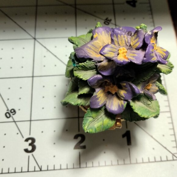 Papel Giftware Mini Pansy Pot Box Trinket Box Thinking Of You Message 1999 - Picture 6 of 8